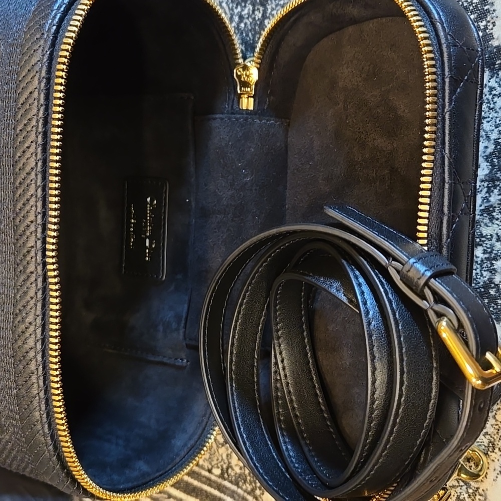 Christian Dior Vanity Bag Shoulder Leather Canvas Black Crossbody/Top Handle - Picture 16 of 16